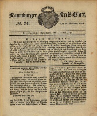 Naumburger Kreisblatt für Stadt und Kreis Naumburg Samstag 29. November 1845
