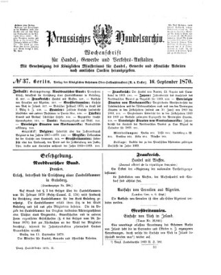 Preußisches Handels-Archiv Freitag 16. September 1870