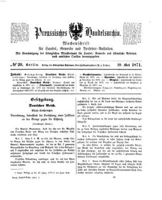 Preußisches Handels-Archiv Freitag 19. Mai 1871
