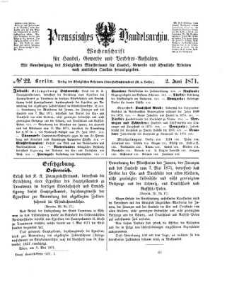 Preußisches Handels-Archiv Freitag 2. Juni 1871