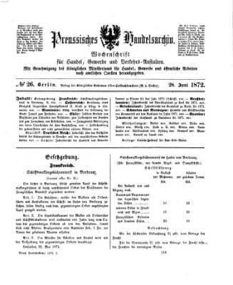 Preußisches Handels-Archiv Freitag 28. Juni 1872