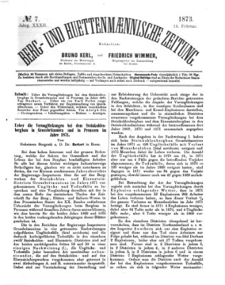 Berg- und hüttenmännische Zeitung Freitag 14. Februar 1873