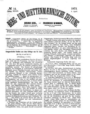 Berg- und hüttenmännische Zeitung Freitag 4. April 1873