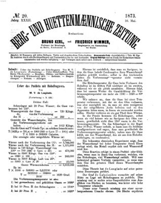 Berg- und hüttenmännische Zeitung Freitag 16. Mai 1873