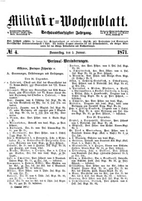 Militär-Wochenblatt Donnerstag 5. Januar 1871