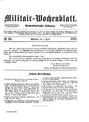 Militär-Wochenblatt Mittwoch 5. April 1871