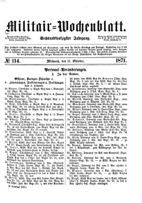 Militär-Wochenblatt Mittwoch 11. Oktober 1871