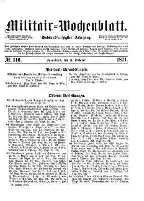 Militär-Wochenblatt Samstag 14. Oktober 1871