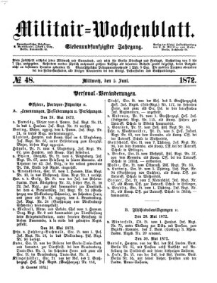 Militär-Wochenblatt Mittwoch 5. Juni 1872