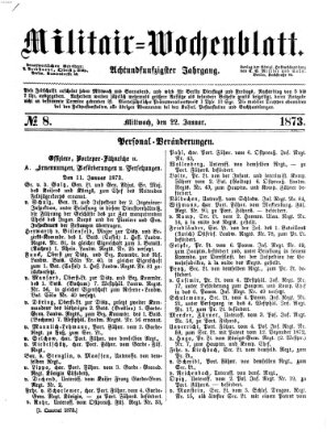 Militär-Wochenblatt Mittwoch 22. Januar 1873