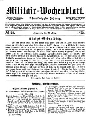 Militär-Wochenblatt Samstag 22. März 1873