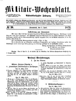 Militär-Wochenblatt Samstag 5. April 1873