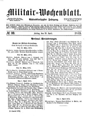 Militär-Wochenblatt Freitag 18. April 1873