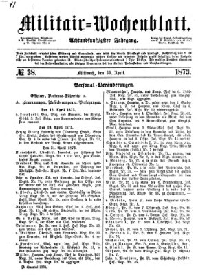 Militär-Wochenblatt Mittwoch 30. April 1873