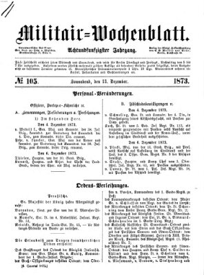 Militär-Wochenblatt Samstag 13. Dezember 1873