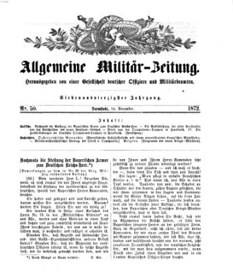 Allgemeine Militär-Zeitung Samstag 14. Dezember 1872