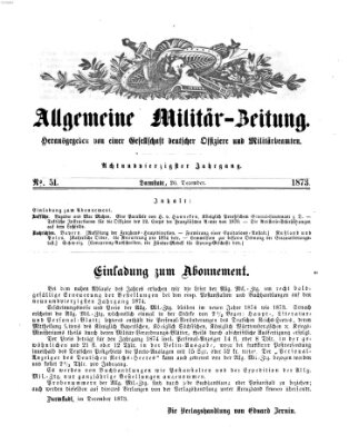 Allgemeine Militär-Zeitung Samstag 20. Dezember 1873