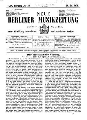 Neue Berliner Musikzeitung Mittwoch 26. Juli 1871
