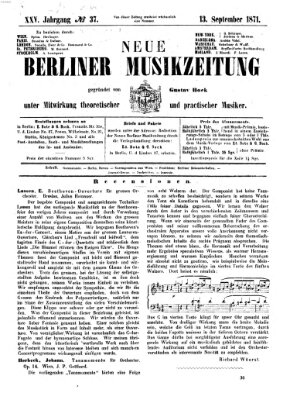 Neue Berliner Musikzeitung Mittwoch 13. September 1871