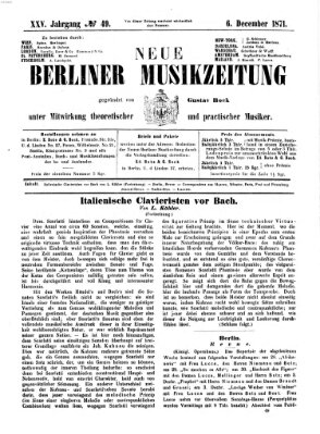 Neue Berliner Musikzeitung Mittwoch 6. Dezember 1871