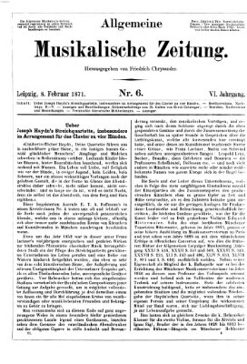 Allgemeine musikalische Zeitung Mittwoch 8. Februar 1871