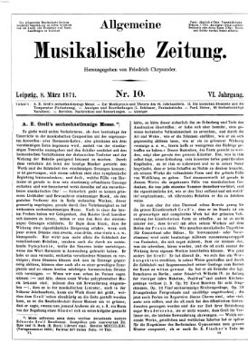 Allgemeine musikalische Zeitung Mittwoch 8. März 1871
