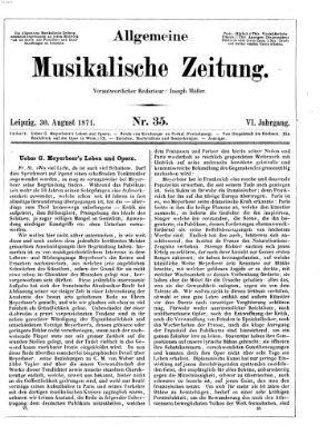 Allgemeine musikalische Zeitung Mittwoch 30. August 1871