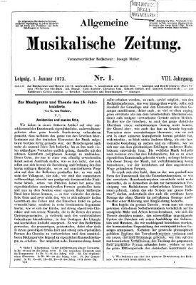 Allgemeine musikalische Zeitung Mittwoch 1. Januar 1873