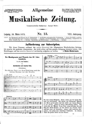 Allgemeine musikalische Zeitung Mittwoch 26. März 1873