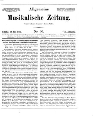 Allgemeine musikalische Zeitung Mittwoch 23. Juli 1873