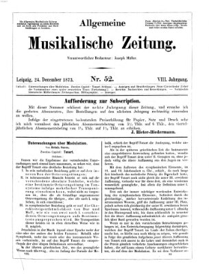 Allgemeine musikalische Zeitung Mittwoch 24. Dezember 1873