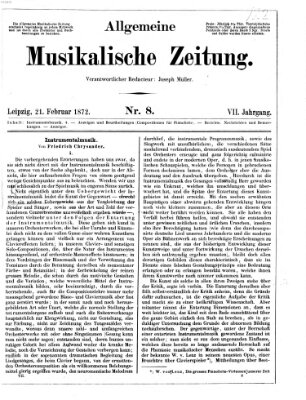 Allgemeine musikalische Zeitung Mittwoch 21. Februar 1872