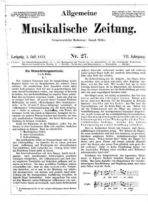 Allgemeine musikalische Zeitung Mittwoch 3. Juli 1872