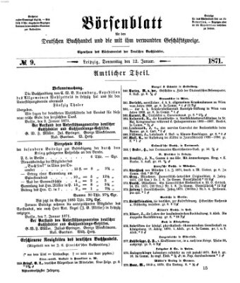 Börsenblatt für den deutschen Buchhandel Donnerstag 12. Januar 1871