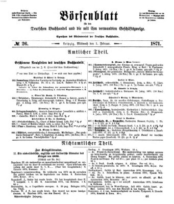 Börsenblatt für den deutschen Buchhandel Mittwoch 1. Februar 1871