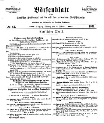 Börsenblatt für den deutschen Buchhandel Dienstag 21. Februar 1871