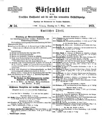 Börsenblatt für den deutschen Buchhandel Dienstag 7. März 1871