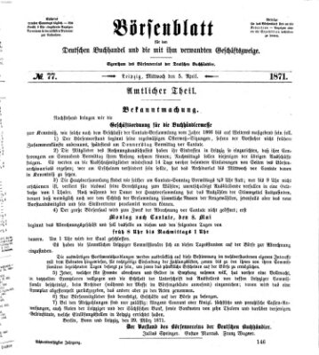 Börsenblatt für den deutschen Buchhandel Mittwoch 5. April 1871