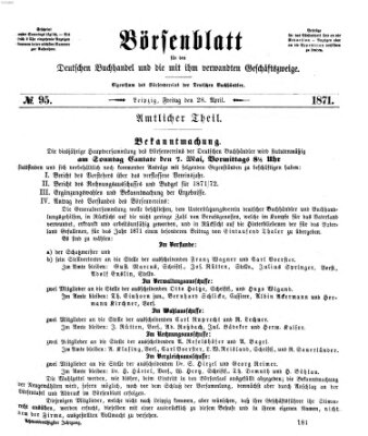 Börsenblatt für den deutschen Buchhandel Freitag 28. April 1871