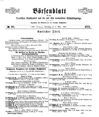 Börsenblatt für den deutschen Buchhandel Dienstag 2. Mai 1871