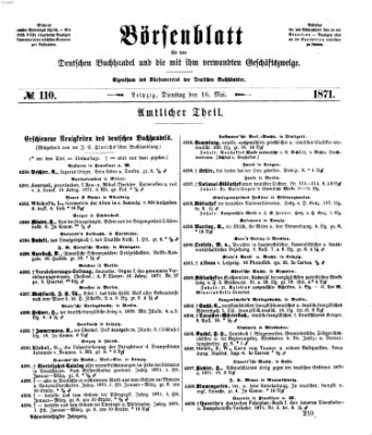 Börsenblatt für den deutschen Buchhandel Dienstag 16. Mai 1871