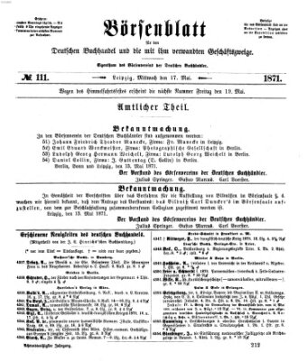 Börsenblatt für den deutschen Buchhandel Mittwoch 17. Mai 1871
