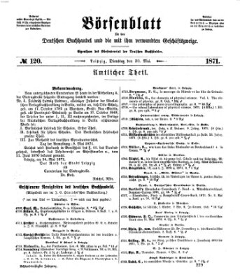 Börsenblatt für den deutschen Buchhandel Dienstag 30. Mai 1871