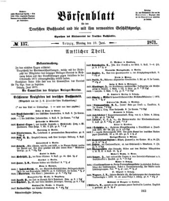 Börsenblatt für den deutschen Buchhandel Montag 19. Juni 1871