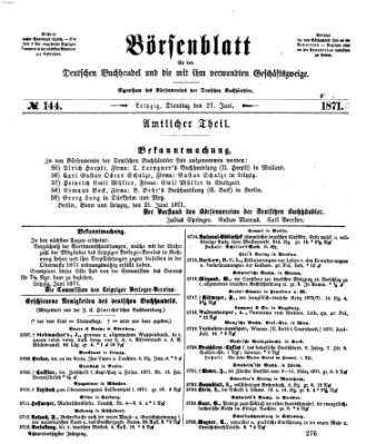 Börsenblatt für den deutschen Buchhandel Dienstag 27. Juni 1871