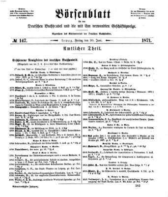 Börsenblatt für den deutschen Buchhandel Freitag 30. Juni 1871