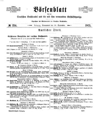 Börsenblatt für den deutschen Buchhandel Samstag 16. September 1871