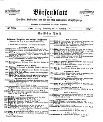 Börsenblatt für den deutschen Buchhandel Donnerstag 16. November 1871