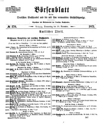 Börsenblatt für den deutschen Buchhandel Donnerstag 30. November 1871
