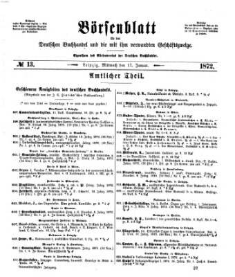 Börsenblatt für den deutschen Buchhandel Mittwoch 17. Januar 1872